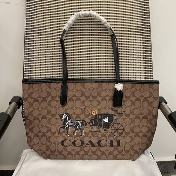 Coach City Tote in Signature Canvas with Halloween CM756 - Picture 1 of 5